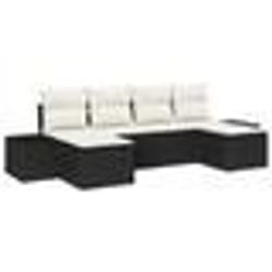 vidaXL Ensemble de canapé de jardin 6 pièces avec coussins Noir Poly Rotin