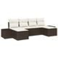 vidaXL Ensemble de canapé de jardin de 6 pièces avec coussins marron en rotin poly