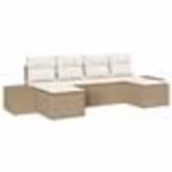vidaXL Set de canapé de jardin 6 pièces avec coussins beige poly rotin