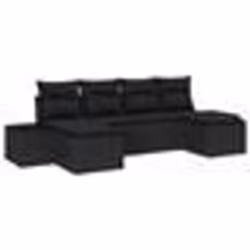 vidaXL Ensemble de canapé de jardin 6 pièces avec coussins noirs en poly rotin