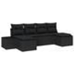 vidaXL Ensemble de canapé de jardin 6 pièces avec coussins noirs en poly rotin