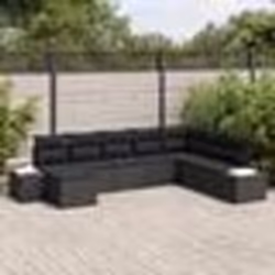 vidaXL Set de canapé de jardin de 8 pièces avec des coussins en poly rattan noir.