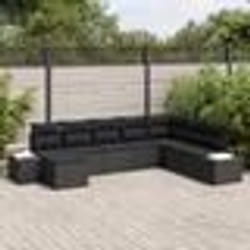 vidaXL Set de canapé de jardin de 8 pièces avec des coussins en poly rattan noir.