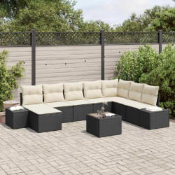 vidaXL Canapé de jardin 8 pièces avec coussins en rattan poly brun