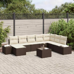 vidaXL Ensemble de canapé de jardin de 8 pièces avec coussins en poly rotin gris