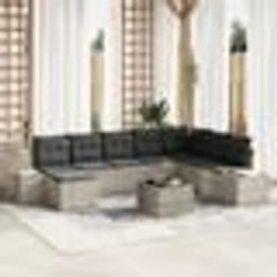 vidaXL Ensemble de Canapé de Jardin 9 Pièces avec Coussins en Poly Rattan Gris