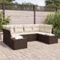 vidaXL Ensemble de canapé de jardin 6 pièces avec coussins Marron en poly rattan