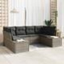 vidaXL Ensemble de canapé de jardin 6 pièces avec coussins gris en poly rotin