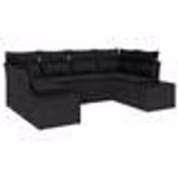 vidaXL Ensemble de canapé de jardin de 6 pièces avec coussins Noir Poly Rattan