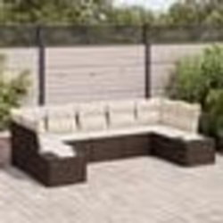 vidaXL Ensemble de canapé de jardin 7 pièces avec coussins Marron Poly Rotin