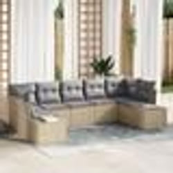 vidaXL Ensemble de canapés de jardin 7 pièces avec coussins beige poly rotin