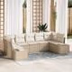 vidaXL Ensemble de canapé de jardin de 7 pièces avec coussins en poly rattan beige