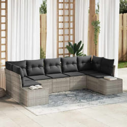 vidaXL Ensemble de canapé de jardin 7 pièces avec coussins gris clair en rattan poly