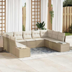 vidaXL Canapé de jardin 9 pièces avec coussins en poly rotin beige