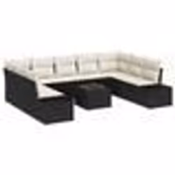 vidaXL Canapé de jardin 9 pièces avec coussins en poly rattan marron