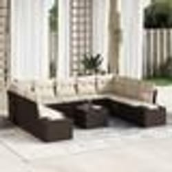 vidaXL Ensemble de canapé de jardin de 9 pièces avec coussins - Rattan poly gris