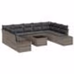 vidaXL Canapé de jardin 10 pièces avec coussins - Poly Rattan noir
