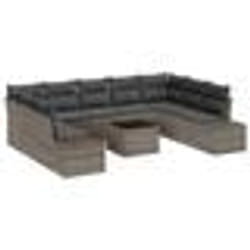 vidaXL Canapé de jardin 10 pièces avec coussins - Poly Rattan noir