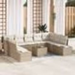 vidaXL Ensemble de canapé de jardin 10 pièces - Coussins en poly rotin marron