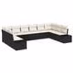 vidaXL Ensemble de canapé de jardin de 10 pièces avec coussins Noir Poly Rattan