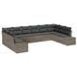 vidaXL Ensemble de canapés de jardin de 10 pièces avec coussins en rotin synthétique gris