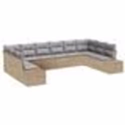 vidaXL Canapé de jardin de 10 pièces avec coussins Beige Poly Rotin