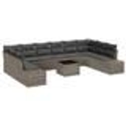 vidaXL Ensemble de canapé de jardin de 10 pièces avec coussins Noir Poly Rattan