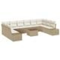 vidaXL Ensemble de canapés de jardin 11 pièces avec coussins brun poly rattan