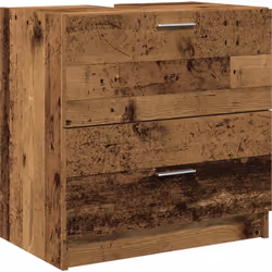 Ce cabinet de lavabo allie charme rustique et praticité. Fabriqué en bois massif récupéré, il crée une pièce maîtresse pour t ...