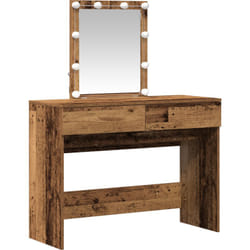 Vidaxl - Coiffeuse avec miroir et éclairage led en bois ancien en agglo