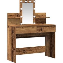 Coiffeuse avec miroir et lumières LED en bois vieilli et bois aggloméré vidaXL