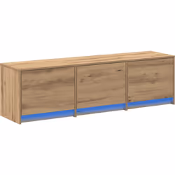 Ce meuble TV avec LED a un design moderne en chêne artisanal qui apporte classe et fonctionnalité à votre espace de vie, en d ...