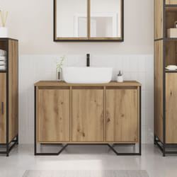 Meuble sous évier Chêne artisanal 91x35x60 cm Bois d'ingénierie vidaXL