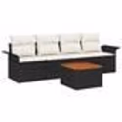 vidaXL Ensemble de Canapé de Jardin 5 pièces avec Coussins Noir Rattan Poly Acacia