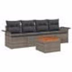 vidaXL Ensemble de canapé de jardin 5 pièces avec coussins gris poly rattan acacia
