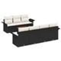 vidaXL Canapés de jardin 8 pièces avec coussins noir en poly rattan