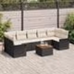 vidaXL Ensemble de Canapés de Jardin 8 Pièces avec Coussins Noir Poly Rattan Acacia