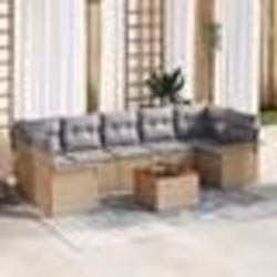 vidaXL Ensemble de canapé de jardin de 8 pièces avec coussins Beige Poly Rattan Acacia