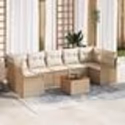 vidaXL Ensemble de canapé de jardin 8 pièces avec coussins Beige Poly Rattan Acacia
