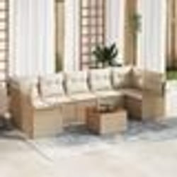 vidaXL Ensemble de canapé de jardin 8 pièces avec coussins Beige Poly Rattan Acacia