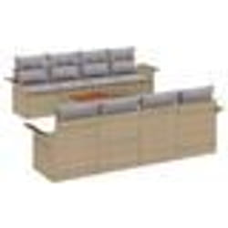 vidaXL Ensemble de canapé de jardin 9 pièces avec coussins Beige Poly Rattan Acacia