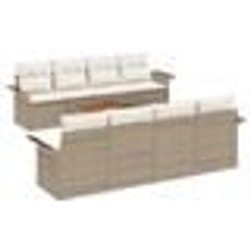 vidaXL Ensemble de Canapé de Jardin 9 Pièces avec Coussins Beige Poly Rotin Acacia