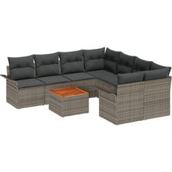 Vidaxl - Set de Canapé de Jardin 9 Pièces avec Coussins Gris Poly Rattan Acacia