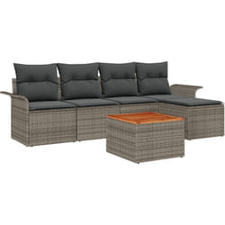 Vidaxl - Ensemble de canapé de jardin de 6 pièces avec coussins en rotin gris d'Acacia