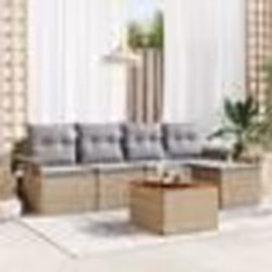vidaXL Ensemble de salon de jardin 6 pièces avec coussins beige en poly rattan et acacia