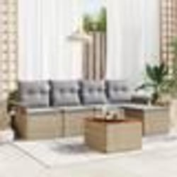vidaXL Ensemble de salon de jardin 6 pièces avec coussins beige en poly rattan et acacia