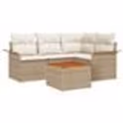 vidaXL Ensemble de canapé de jardin 5 pièces avec coussins Beige Poly Rattan Acacia