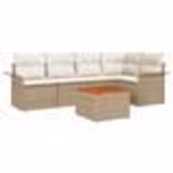 vidaXL Ensemble de canapé de jardin 6 pièces avec coussins beige poly rattan acacia