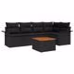 vidaXL Ensemble de canapé de jardin 6 pièces avec coussins Noir Poly Rotin Acacia