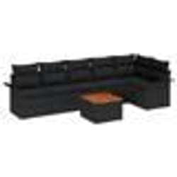 vidaXL Ensemble de canapé de jardin de 7 pièces avec coussins noir en poly rotin